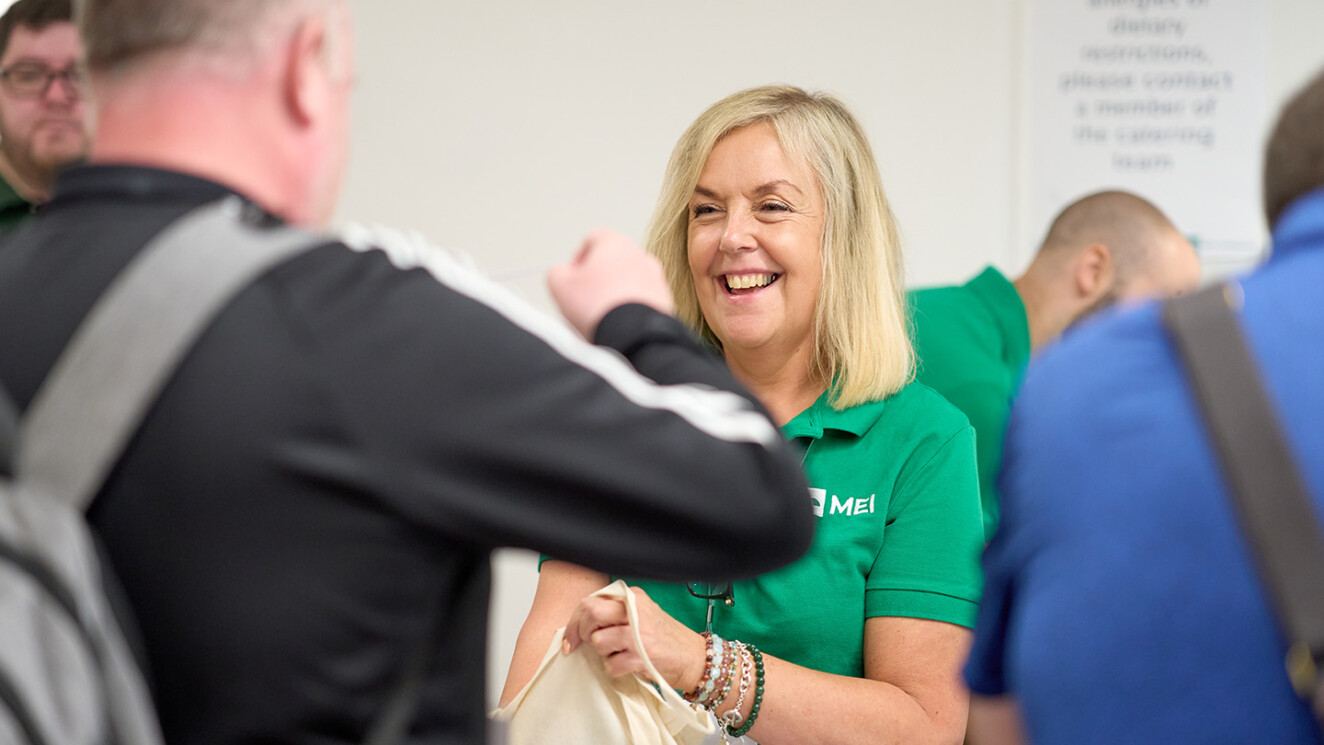 mei team member at careers event