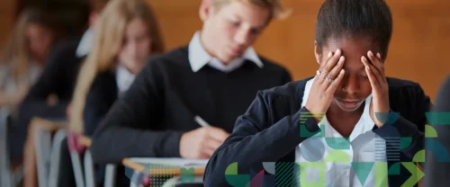 student struggling in exam