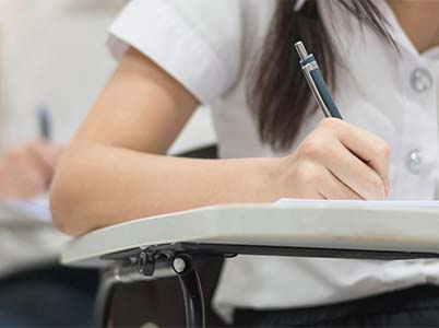 A female student taking a test